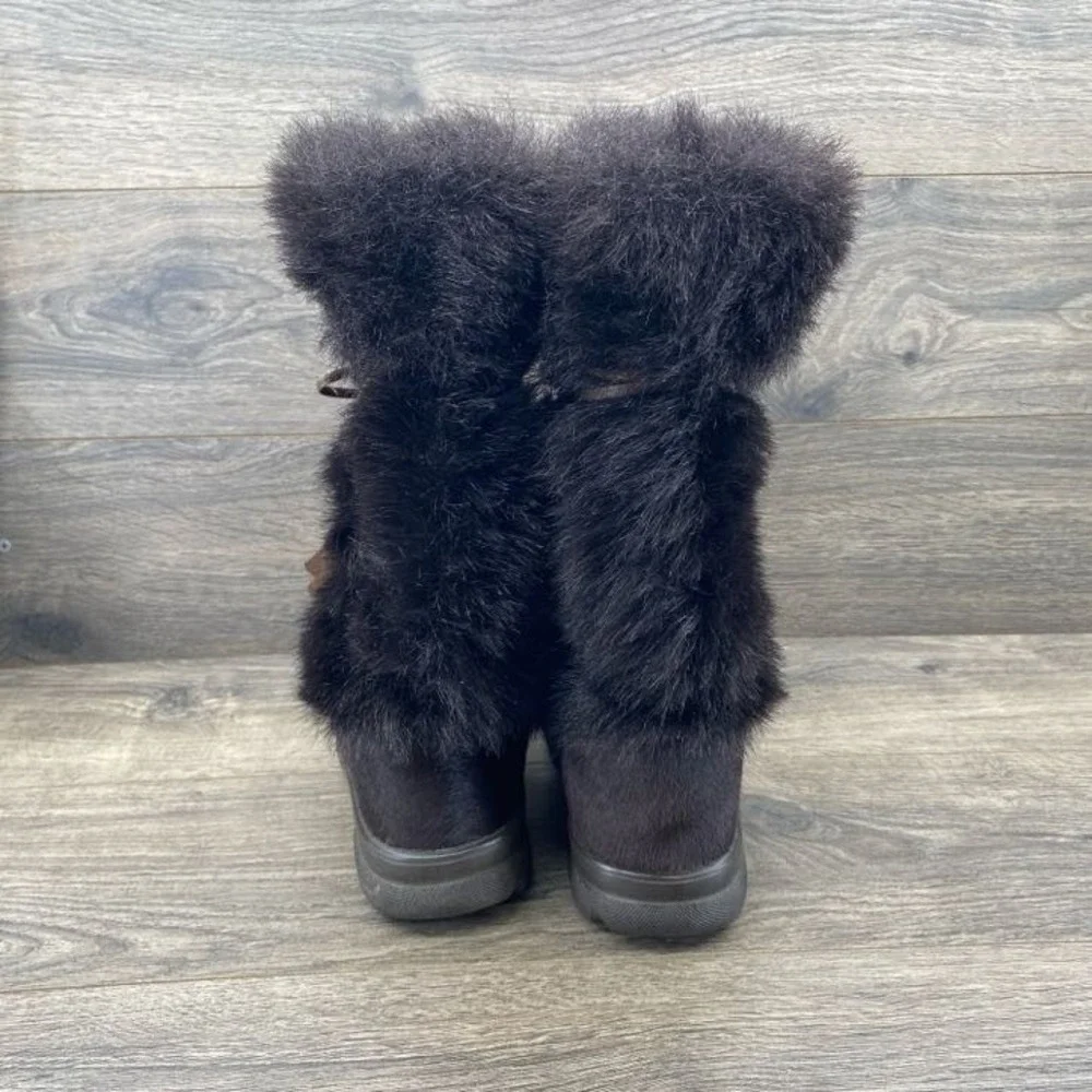 Gommus 36650 Women's Mid Calf Fur Vamp Winter Snow Boots‎ Size 7 Brown